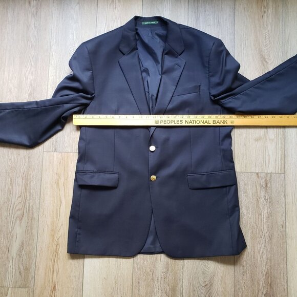 Mens Ralph Lauren Navy Blue Wool Suit Jacket size XL with 2 Gold Button Front - Picture 11 of 14